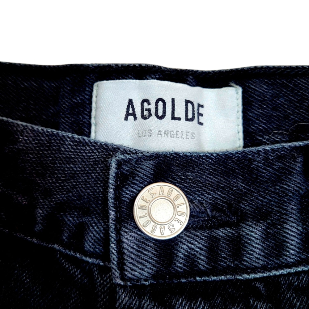 AGOLDE Parker Distressed Raw Hem Vintage Wash Black Denim Jean Shorts 28 - Picture 11 of 14